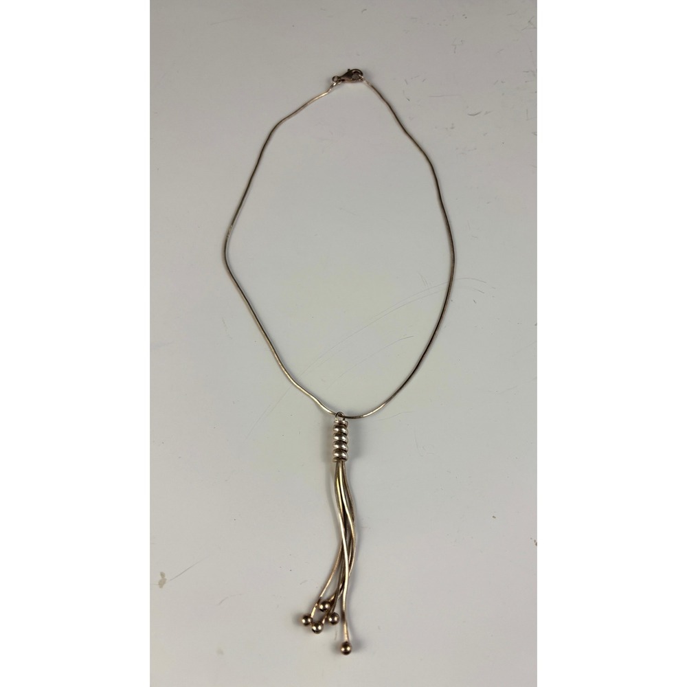 Sterling Silver 925 HAN Tassel Necklace Snake Chain Fringe Drop 9g